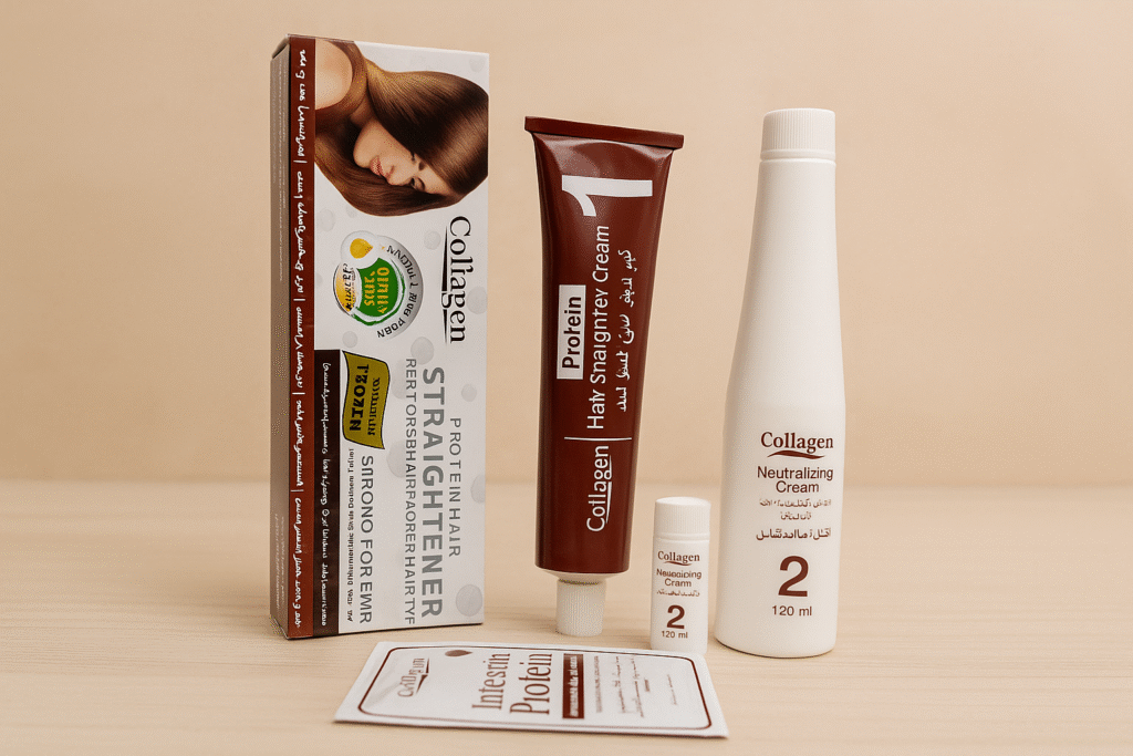 Collagen and Protein Hair Straightening Cream Professional System Two Step Collagen Hair Straightener 1 Collagen Protein Hair Straightening