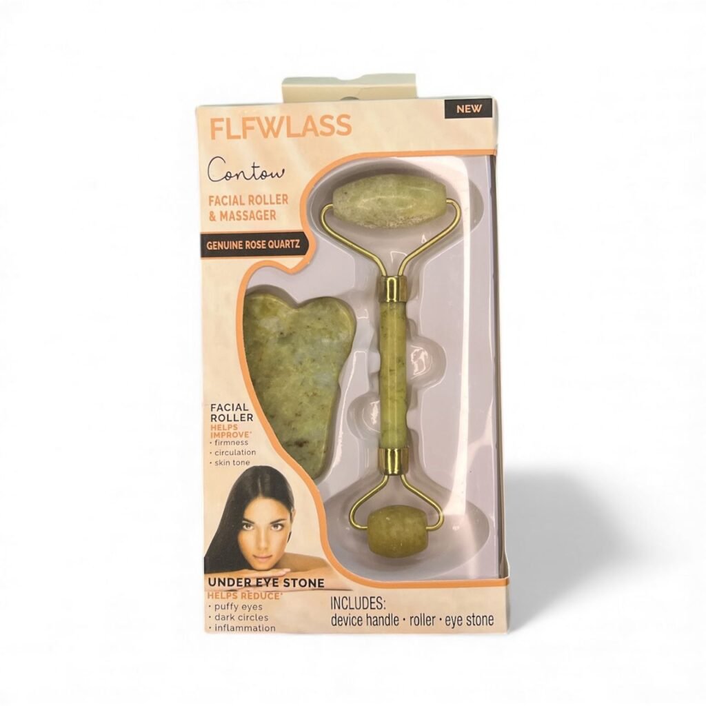 FLFWLASS Facial Roller + Gua Sha Stone to stimulate circulation and tighten skin FLFWLASS Facial Roller & Gua Sha 1 FLFWLASS Facial Roller Gua