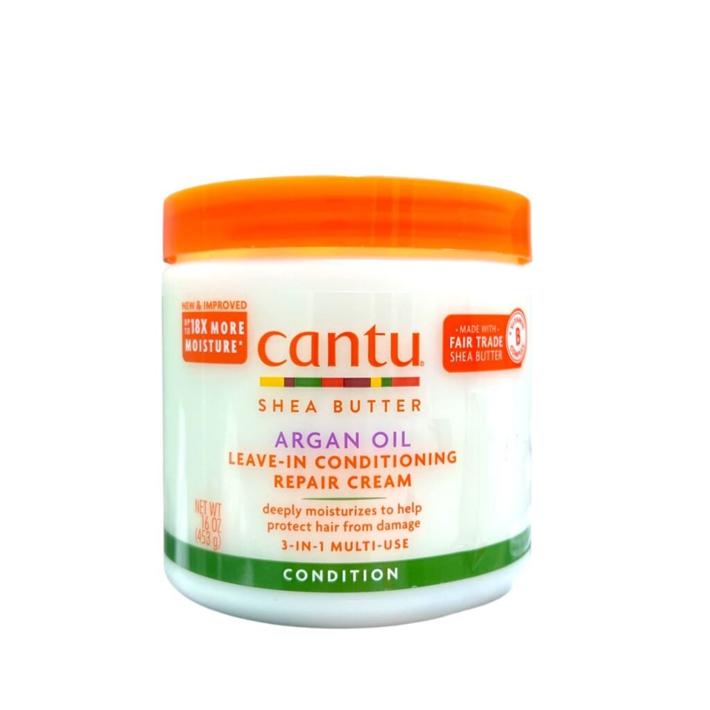 Cantu cream with shea butter and argan oil to repair and moisturize hair 1 Cantu cream shea butter