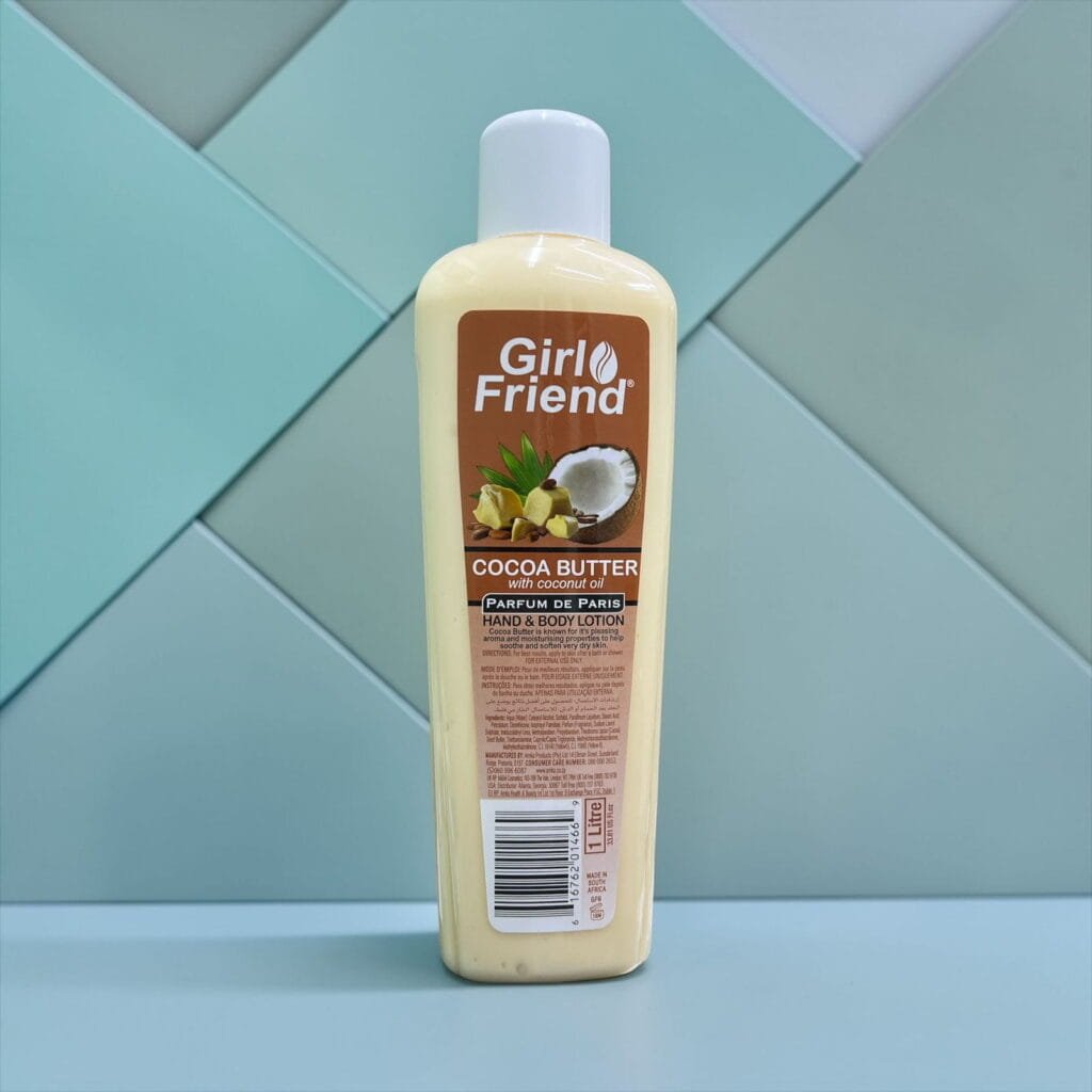 Cocoa Butter & Coconut Oil Lotion 1L Girl Friend Hand & Body Lotion Intense Moisturizing 1 Cocoa Butter & Coconut