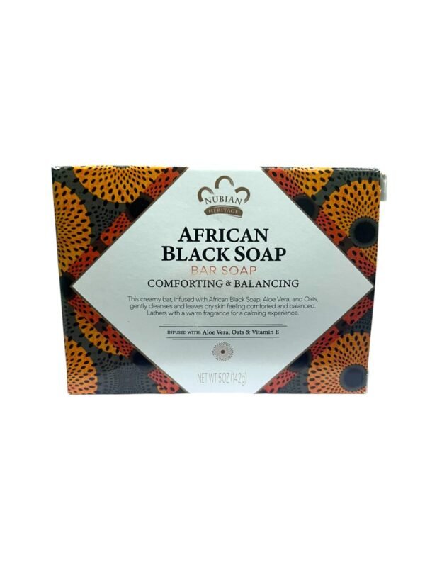 Nubian Heritage African Black Soap with Aloe Vera and Oatmeal 142g Cleanses and Balances Skin